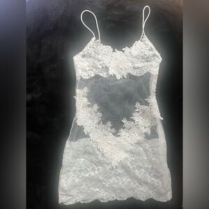 Beautiful Sheer Lace Chemise Slip - White